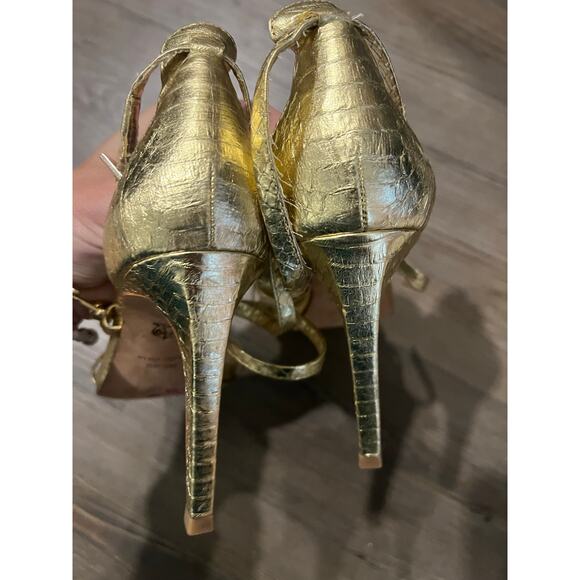 Vince Camuto Gold Heels with Bead work - Picture 2 of 3